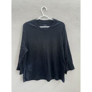 Orvis Womens Shirt Size Large Black 3/4 Sleeve Round Neck